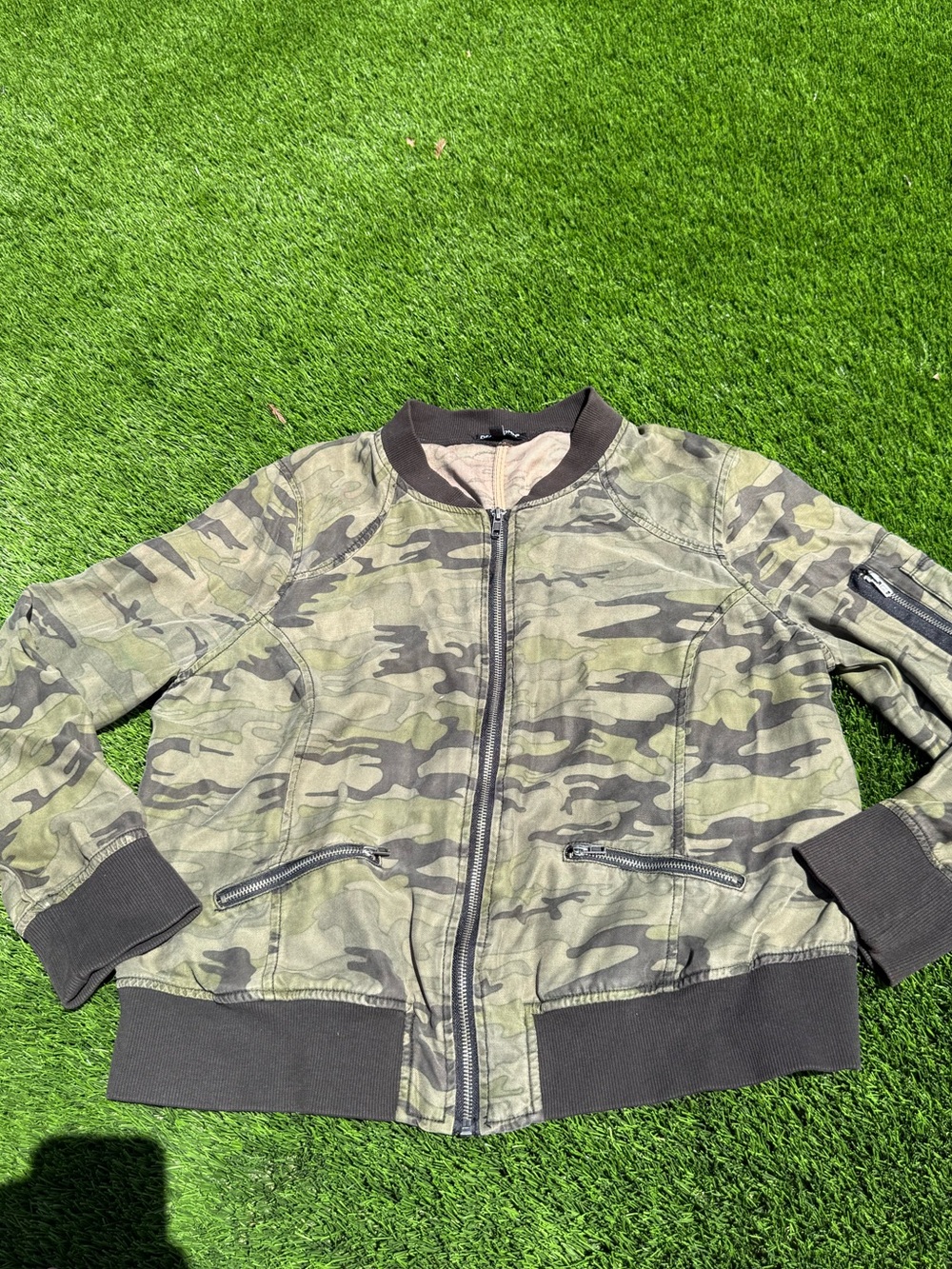 Dear John Wimans Camo bomber Jacket - Olive Green & Black